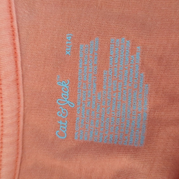 3 for $10 bundle sale! Cat & Jack Melon Orange Pocket T-Shirt Size XL 14 - Picture 3 of 3